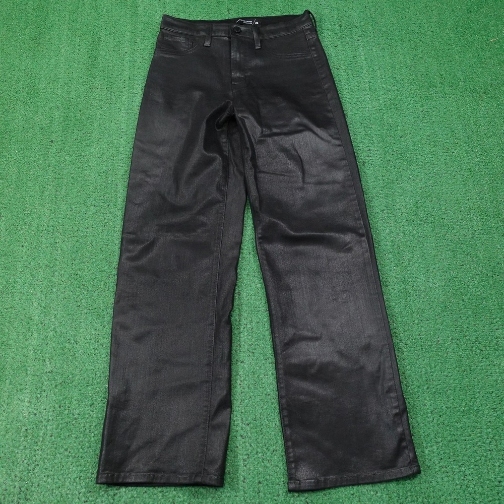 Just Black Denim Jeans Womens 26 Black Straight Stretch Coated Denim 27x29 USA
